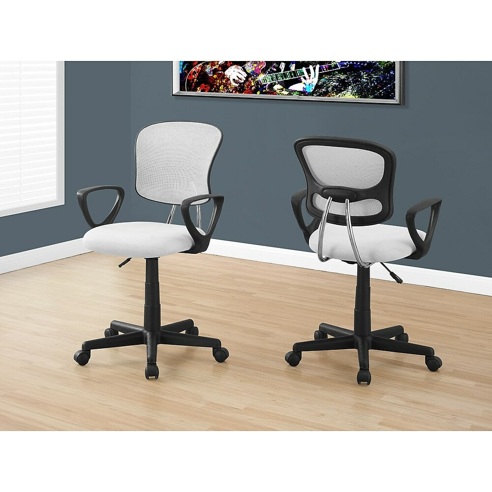 Monarch Specialties - 7261 Office Chair - Swivel - Ergonomic - Armrests - Computer Desk - Work - Juvenile - Metal - White