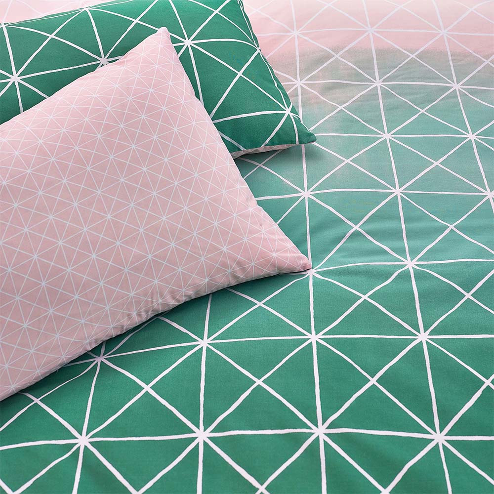Spectrum Geometric Duvet Cover Set Blush/Green