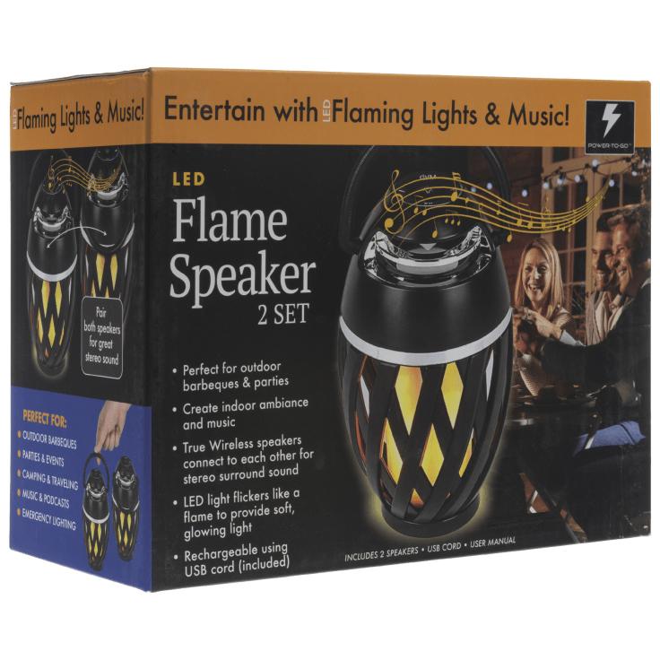 2-Pack: Power-To-Go True Wireless Stereo Lantern Flame Speakers