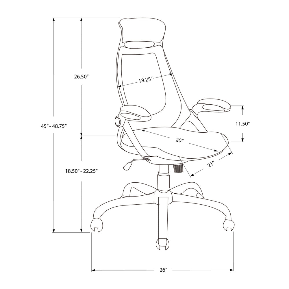 Monarch Specialties - 7268 Office Chair - Swivel - Ergonomic - Armrests - Computer Desk - Work - Metal - Black