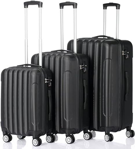 HomVent 3 Piece Luggage Set with Spinner Wheels Suitcase Set with TSA Lock Hard Shell Luggage Suitable for Women,Men,Travel 3 PCS 20 24 28 inch (Black)