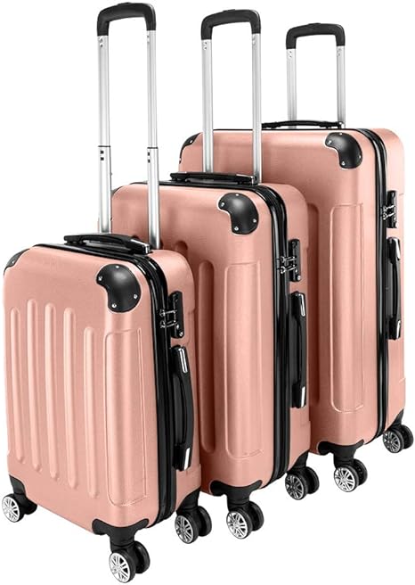 HomVent 3 Piece Luggage Set with Spinner Wheels Suitcase Set with TSA Lock Hard Shell Luggage Suitable for Women,Men,Travel 3 PCS 20 24 28 inch (Rose Gold E)