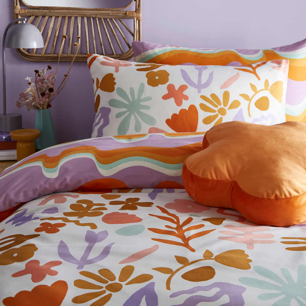 Amelie Printed Abstract Floral Duvet Cover Set Multicolour
