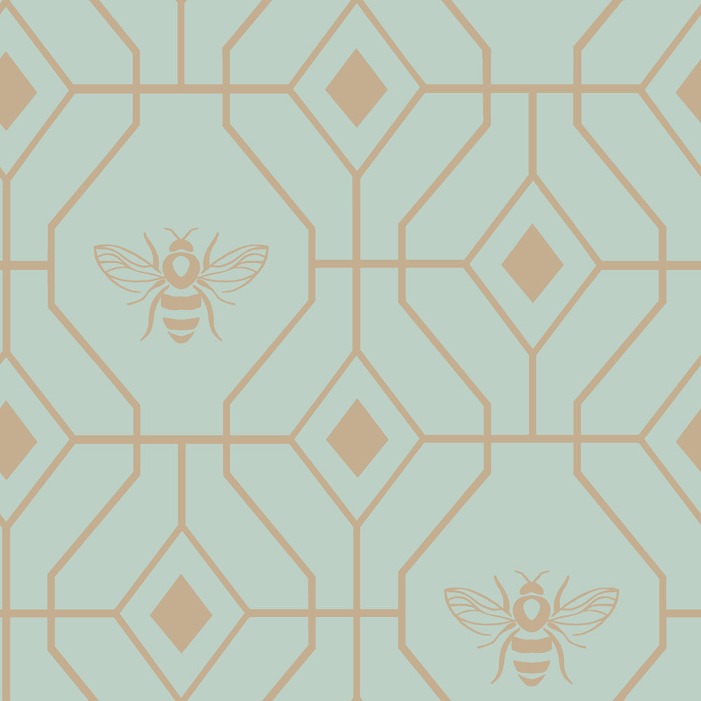 Bee Deco Geometric Duvet Cover Set Eau de Nil