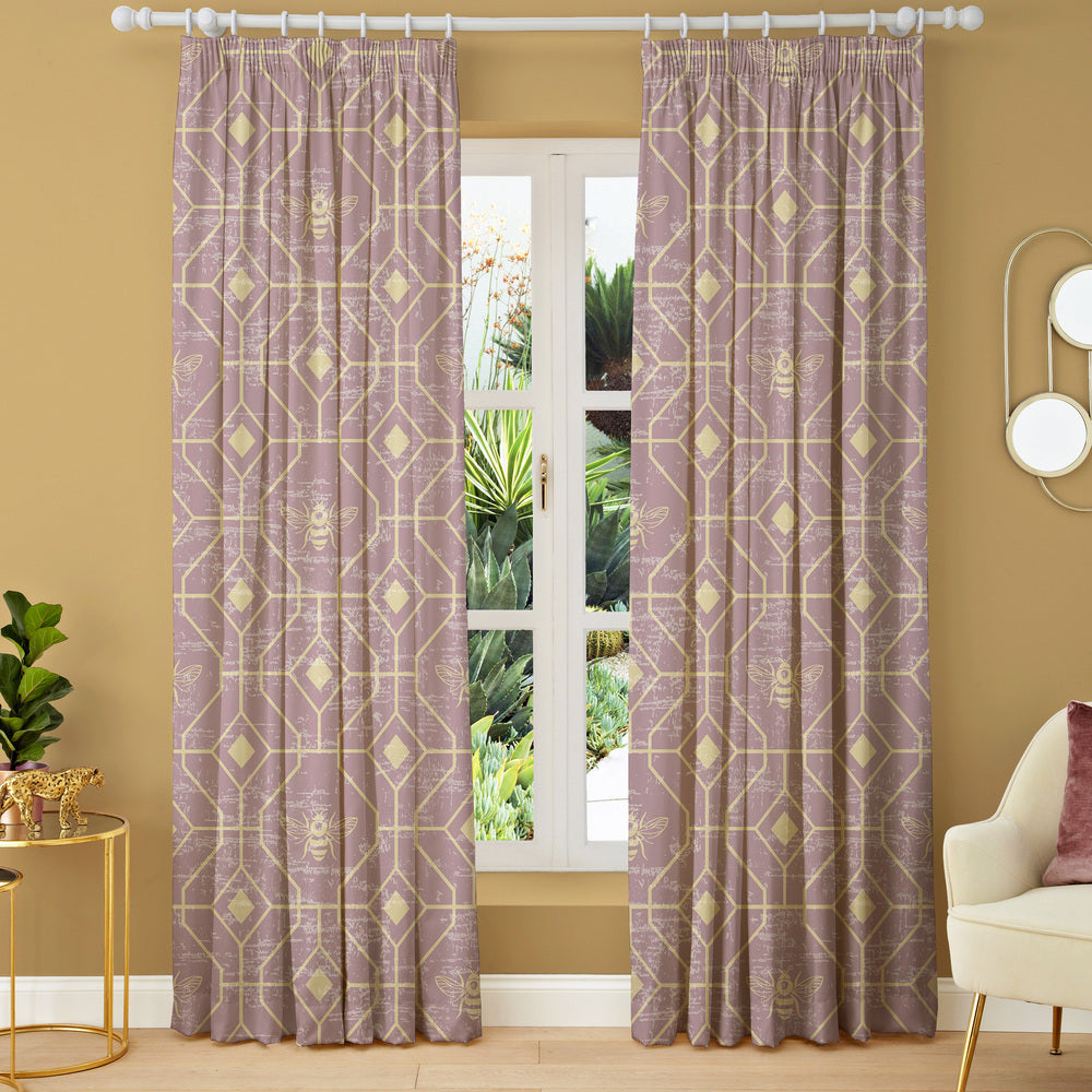 Bee Deco Blush Geometric Made to Measure Curtains