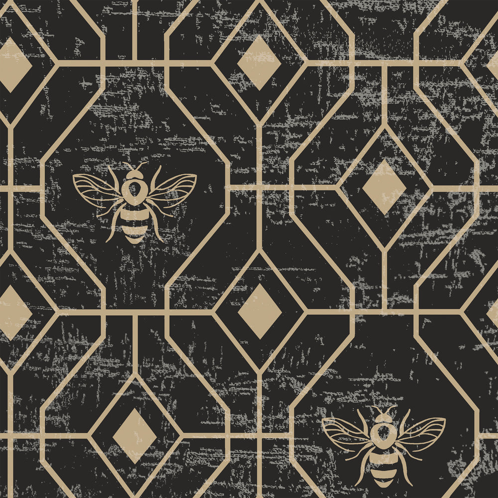 Bee Deco Charcoal Geometric Made to Measure Curtains