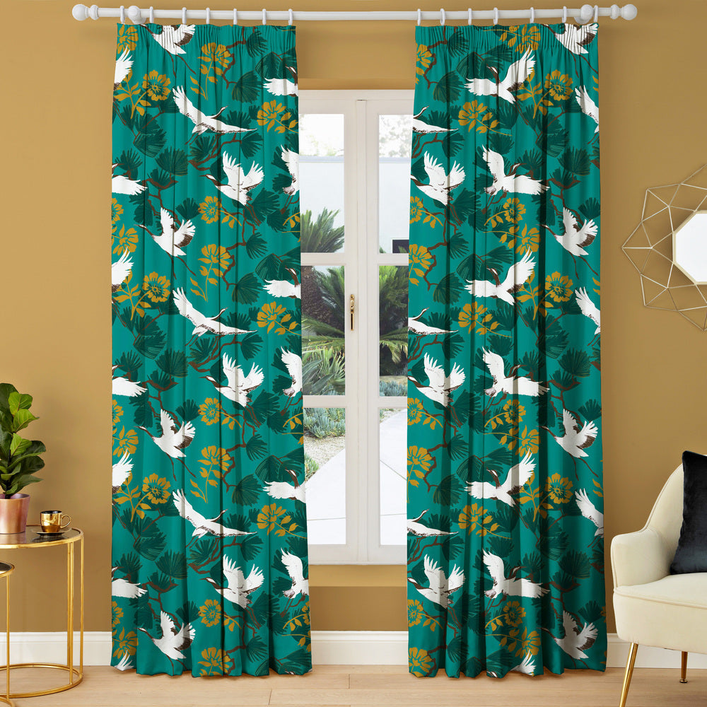 Demoiselle Teal Floral Made to Measure Curtains