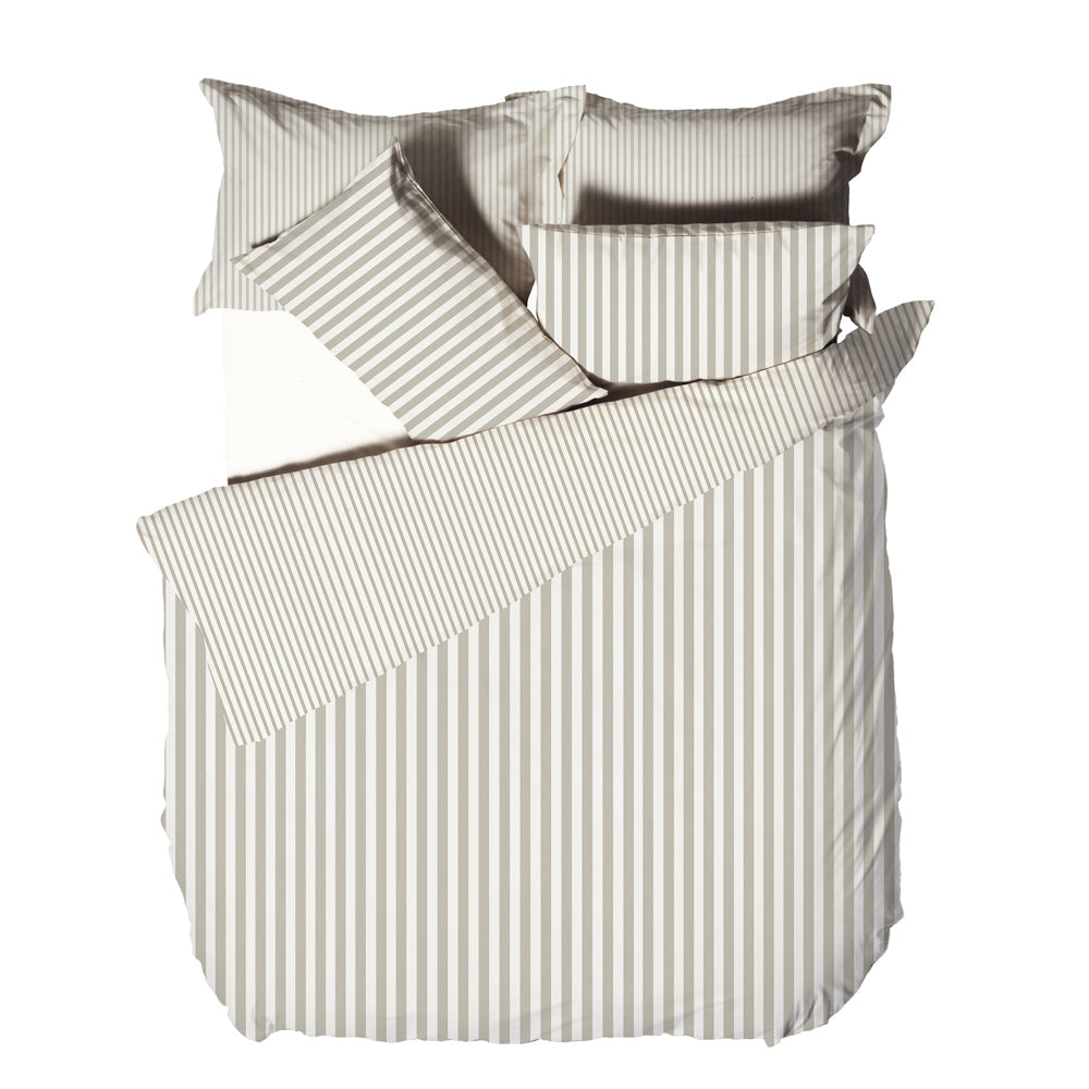 Hebden Mélange Stripe 100% Cotton Duvet Cover Set Natural