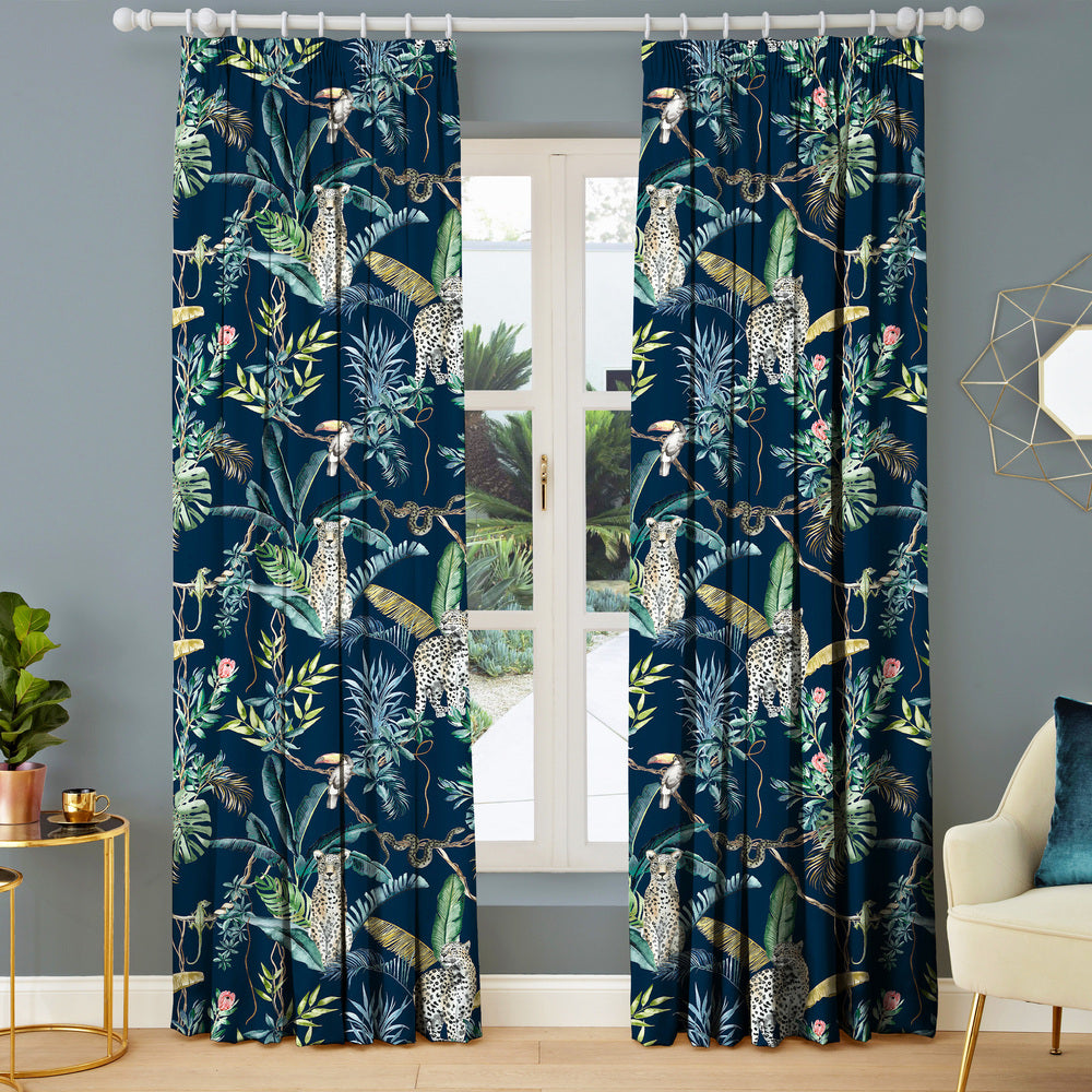 Jungle Leopard Midnight Made to Measure Curtains