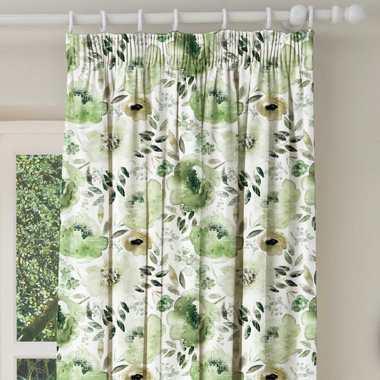 Peony + Delphinium Olive Floral Made to Measure Curtains