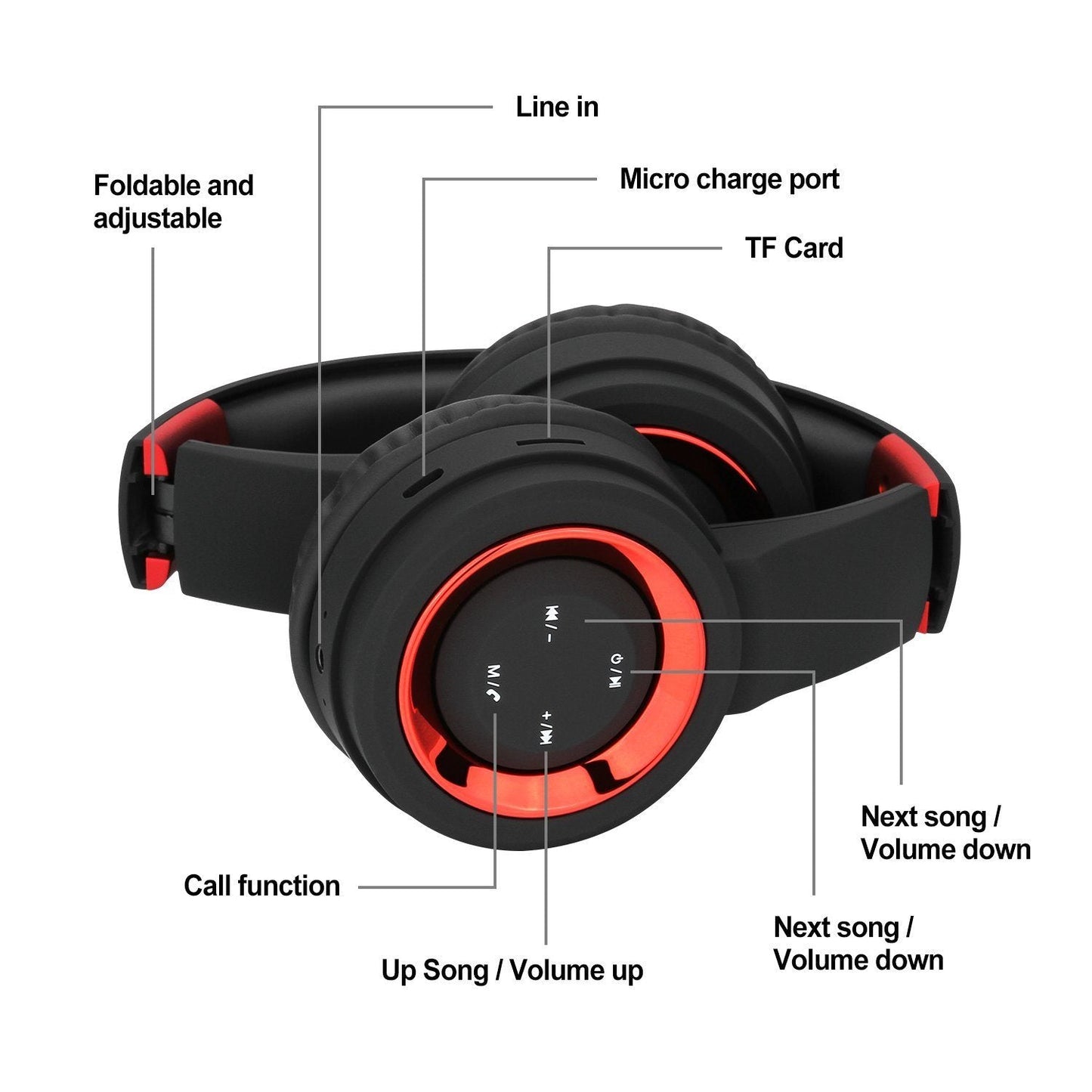 Bluetooth Headset Wireless Hi-Fi Stereo Foldable Headphones