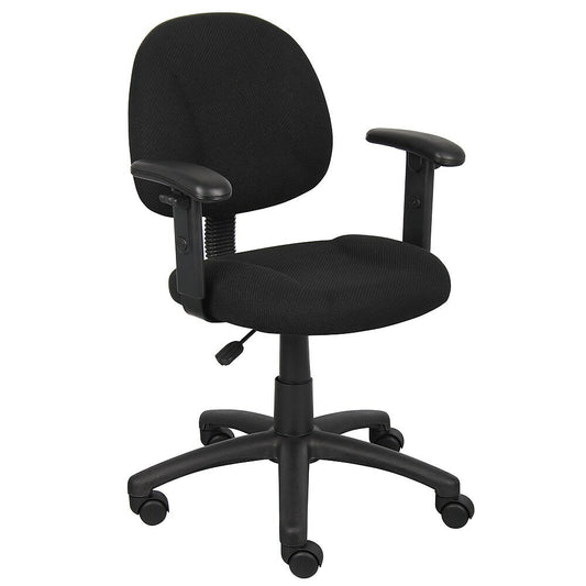 Nicer Furniture OCC Fabric Deluxe Posture Task Chair Black Computer Desk Chair Office Chair With Adjustable T Arms