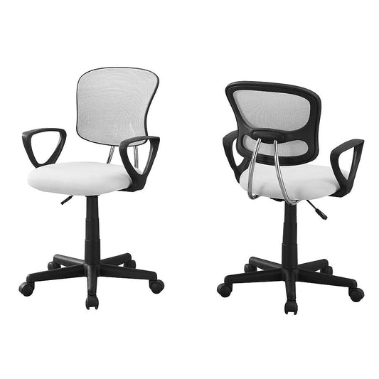 Monarch Specialties - 7261 Office Chair - Swivel - Ergonomic - Armrests - Computer Desk - Work - Juvenile - Metal - White