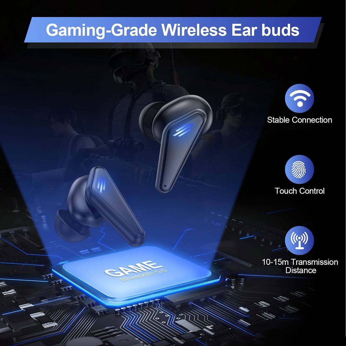 KINGSTAR TWS Bluetooth 5.0 Gaming Wireless Earbuds